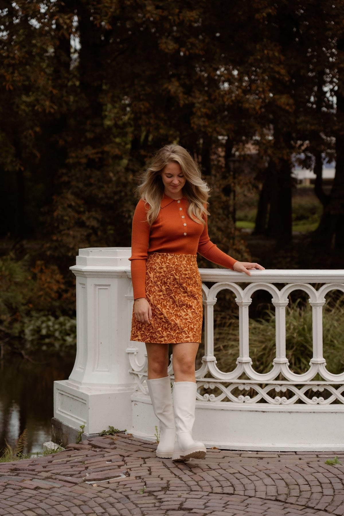 Lizzy polo top long sleeve brique - Bij Keesje - Bij Keesje The Label