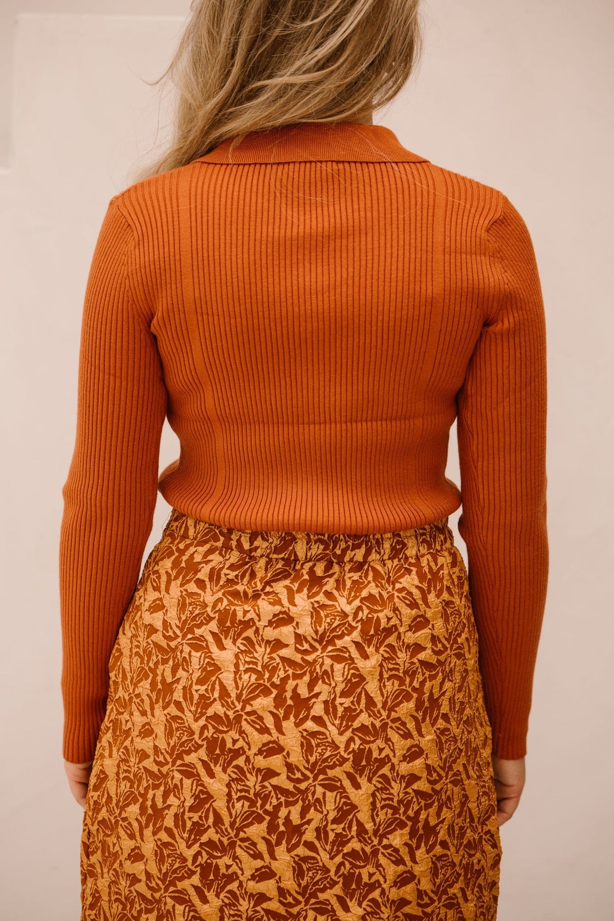 Lizzy polo top long sleeve brique - Bij Keesje - Bij Keesje The Label