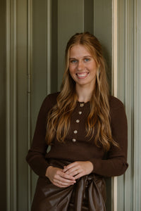 Lizzy polo top long sleeve brown - Bij Keesje - Bij Keesje The Label