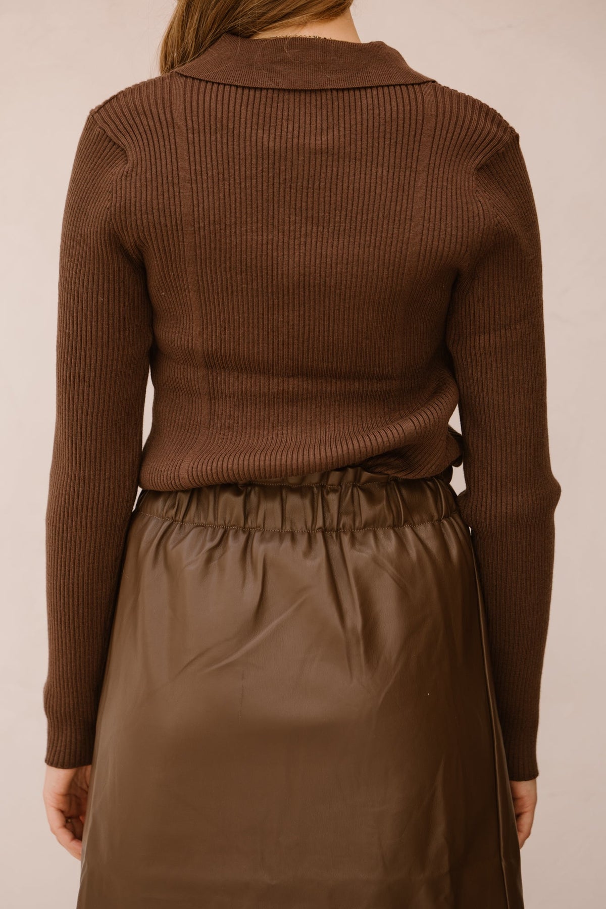Lizzy polo top long sleeve brown - Bij Keesje - Bij Keesje The Label