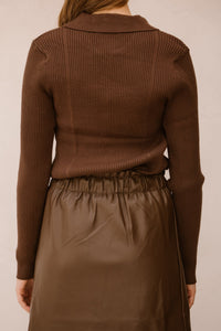 Lizzy polo top long sleeve brown - Bij Keesje - Bij Keesje The Label