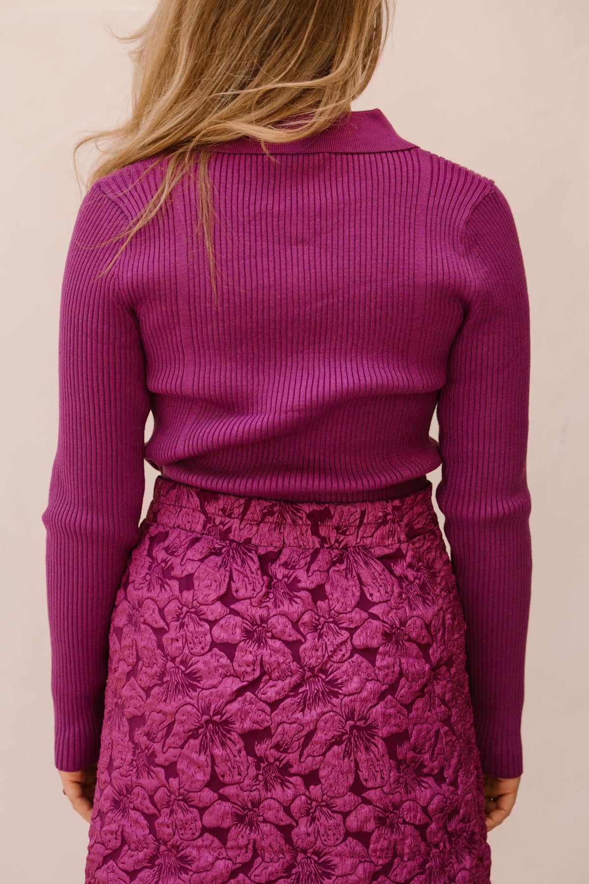 Lizzy polo top long sleeve purple - Bij Keesje - Bij Keesje The Label