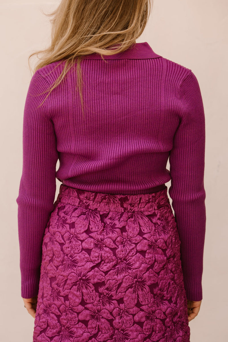 Lizzy polo top long sleeve purple - Bij Keesje - Bij Keesje The Label