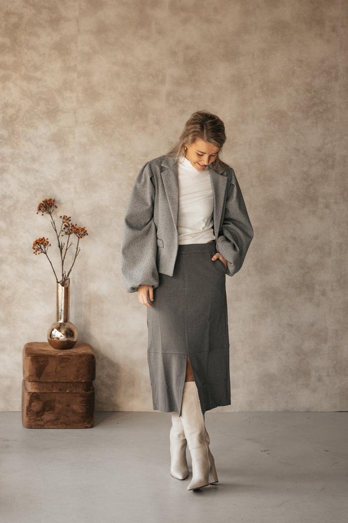 Lizzy skirt grey melange - Bij Keesje