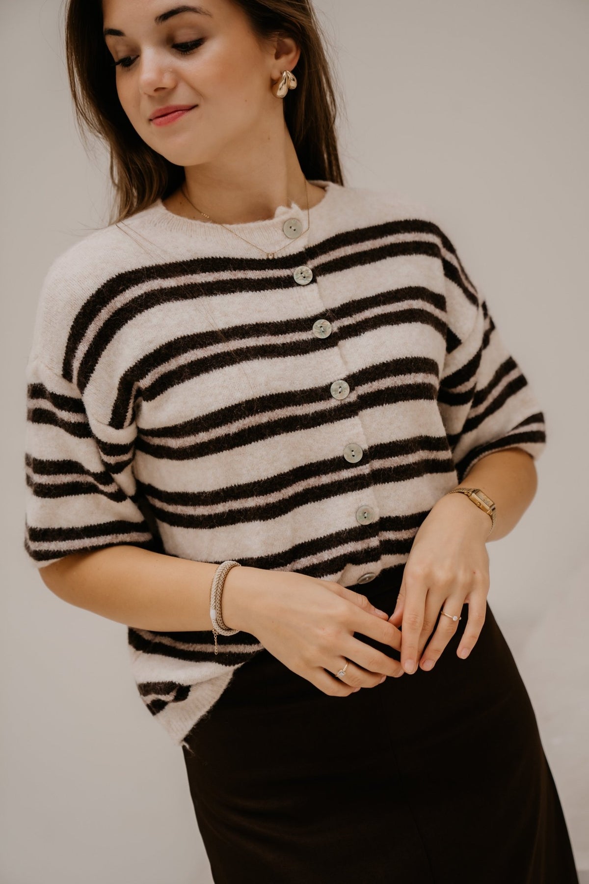 Loe top stripe offwhite - Bij Keesje - Bij Keesje - Top