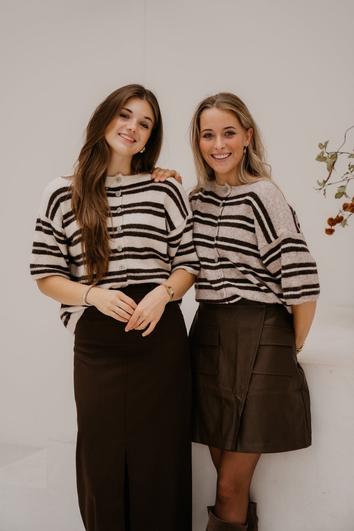 Loe top stripe taupe - Bij Keesje - Bij Keesje - Top