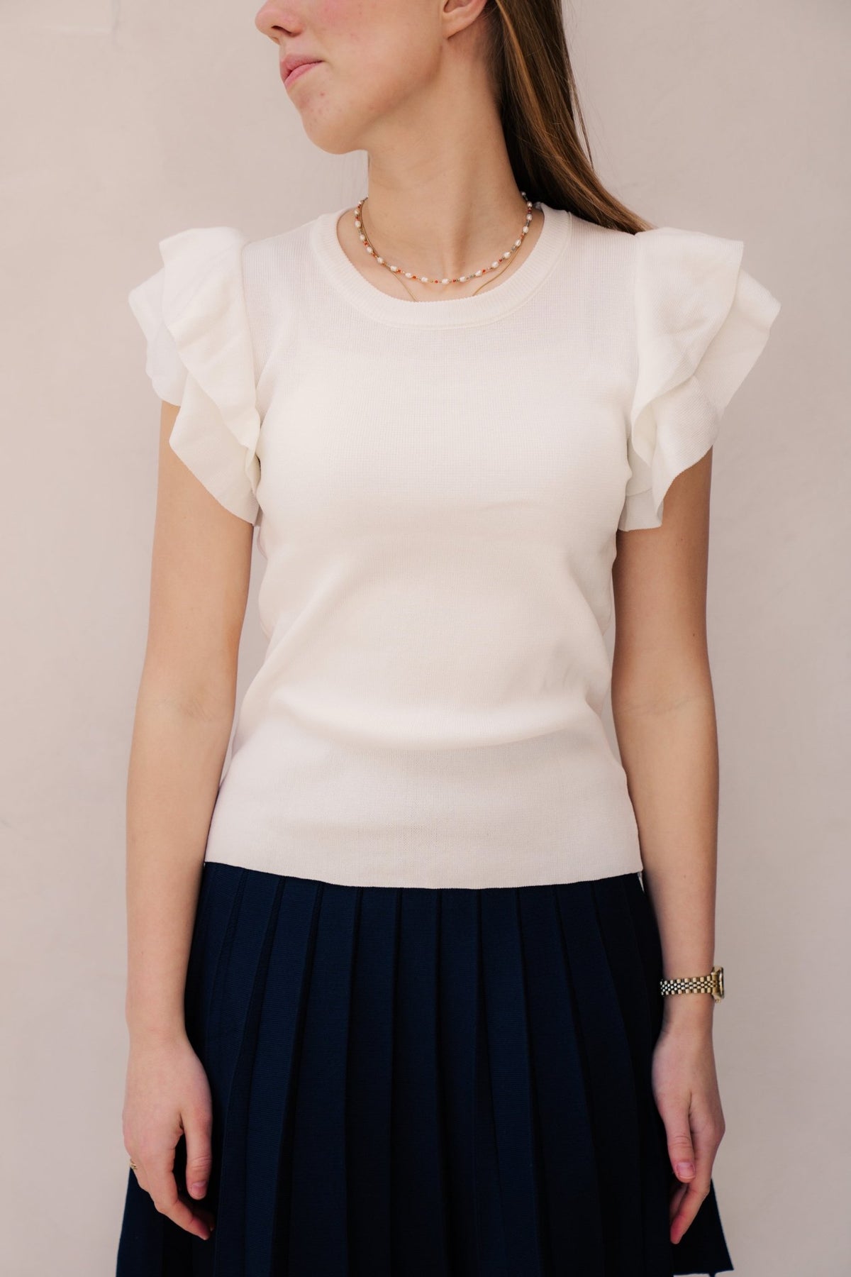 Loes ruffle Top White - Bij Keesje - Bij Keesje - Top