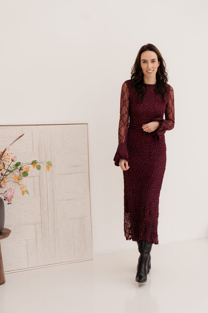 Long lace dress bordeaux - Bij Keesje - Bij Keesje