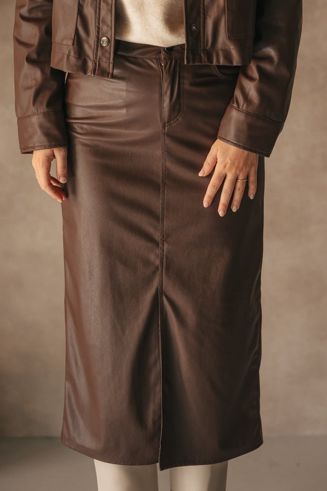 Long skirt split vegan leather - Bij Keesje