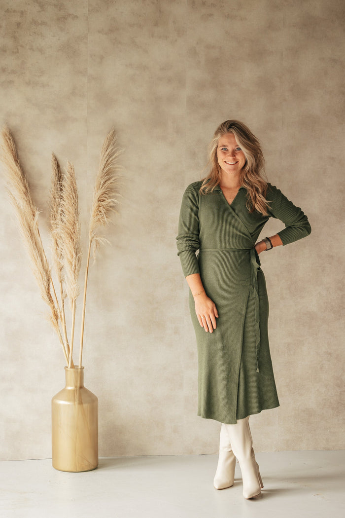 Lora wrap dress army - Bij Keesje