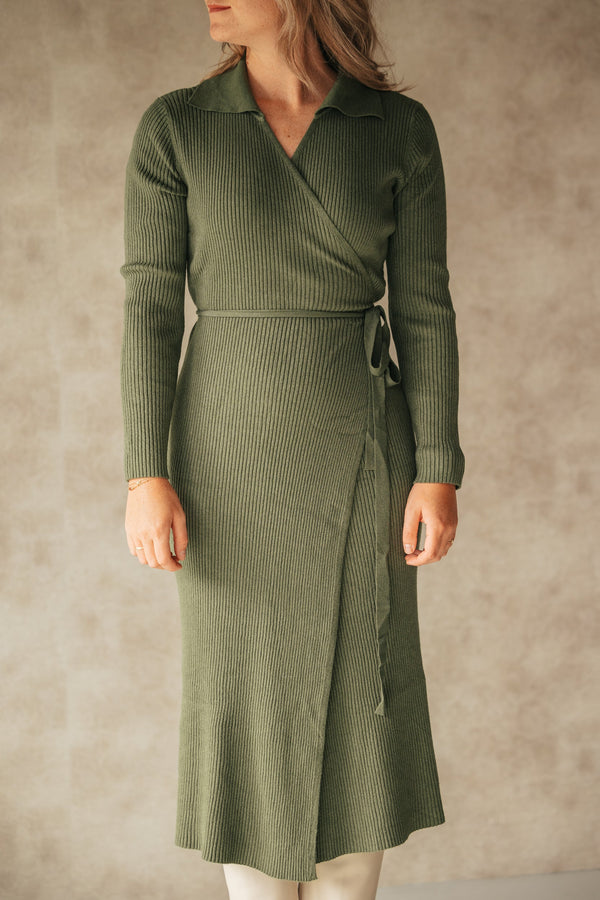 Lora wrap dress army - Bij Keesje