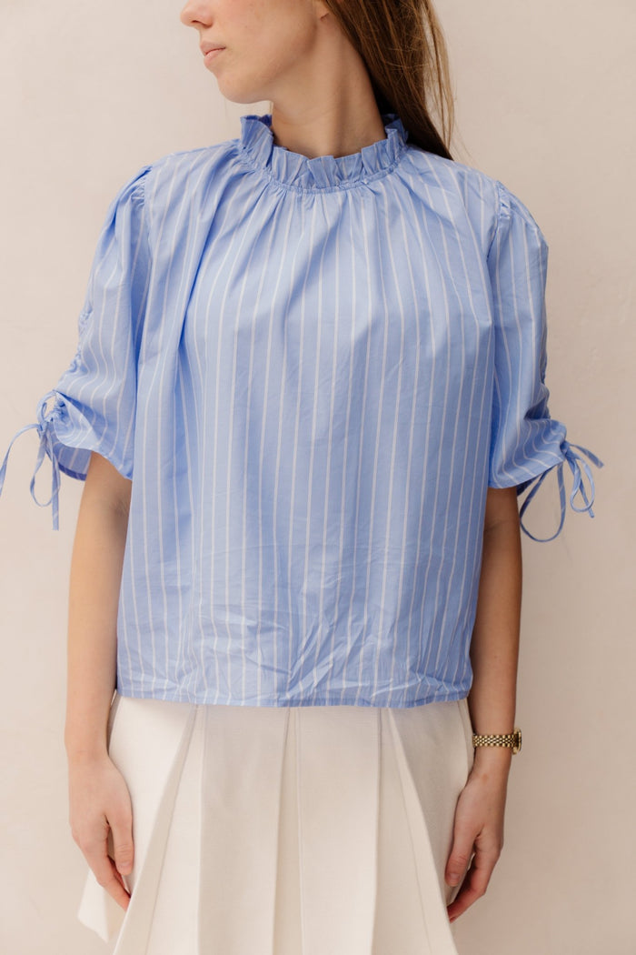 Lotte streep blouse blauw - Bij Keesje - Bij Keesje - Blouse