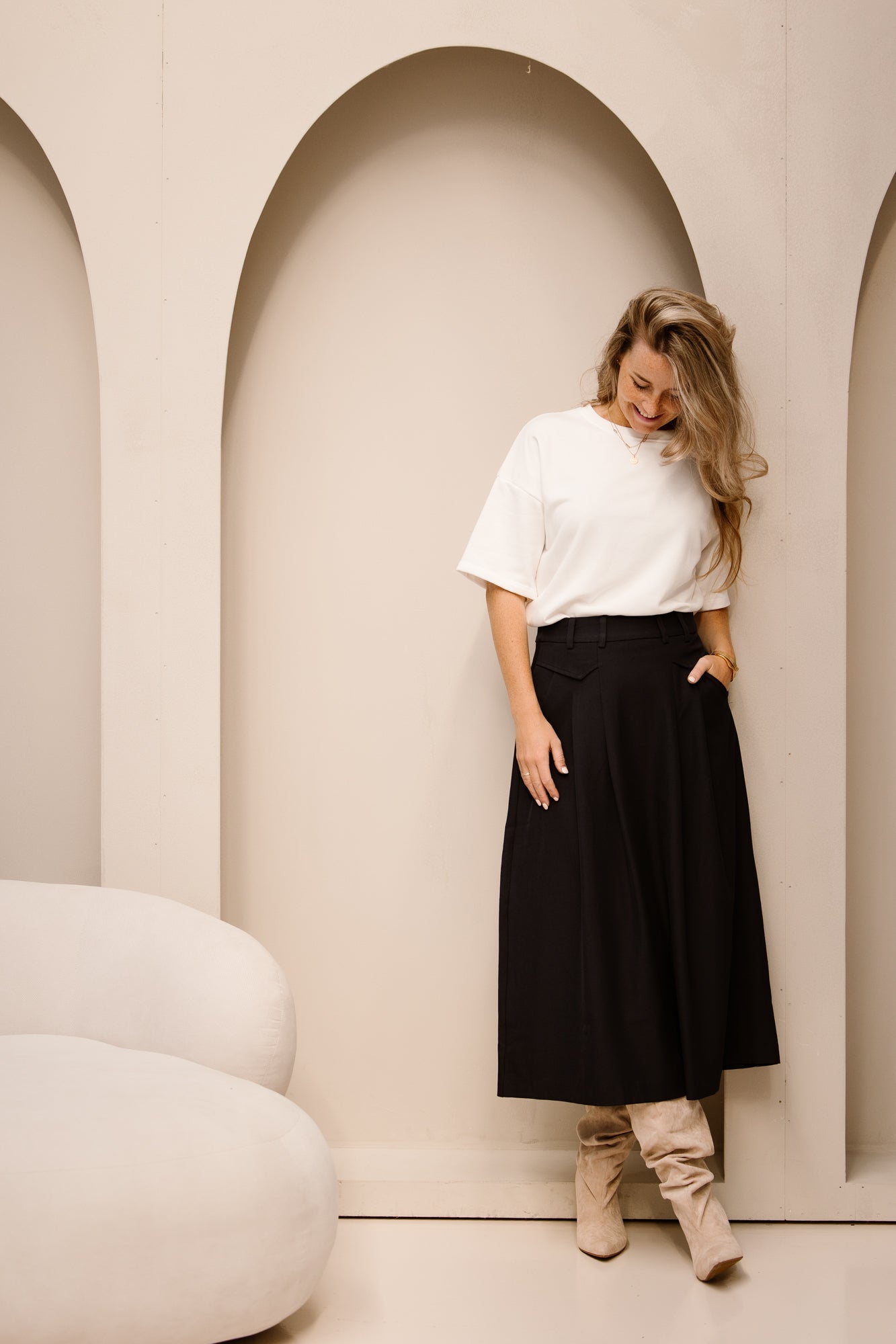 LunaCC Pocket Pleat Skirt Navy - Bij Keesje - Co'couture - Rok