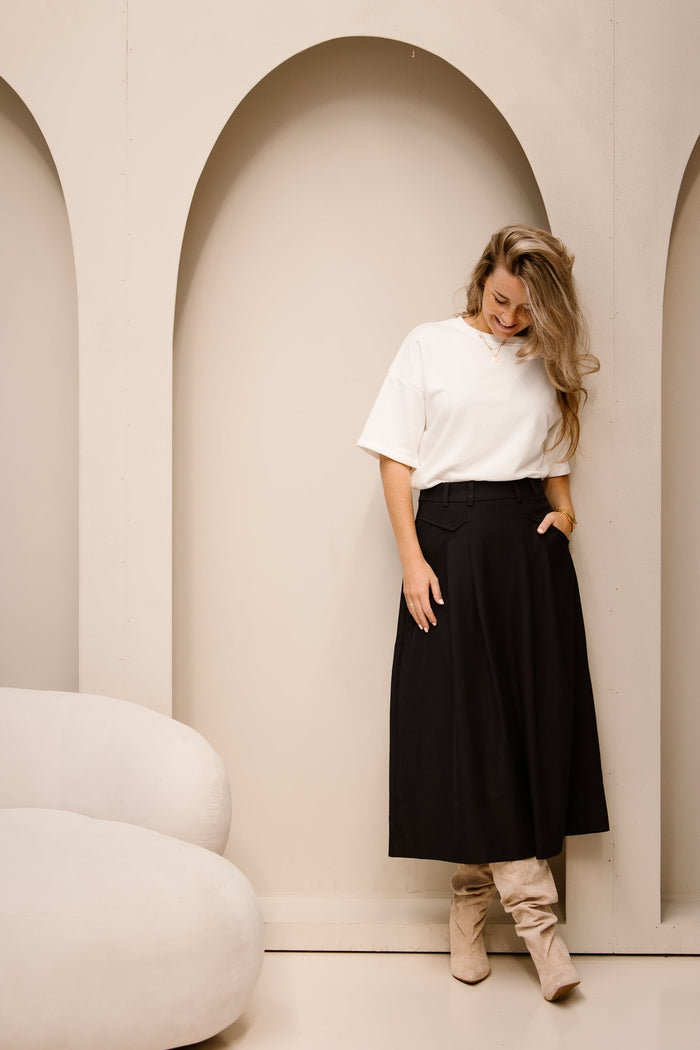 LunaCC Pocket Pleat Skirt Navy - Bij Keesje - Co'couture - Rok