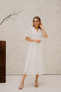 Lunette Emb Dress White - Bij Keesje - Neo Noir - Jurk