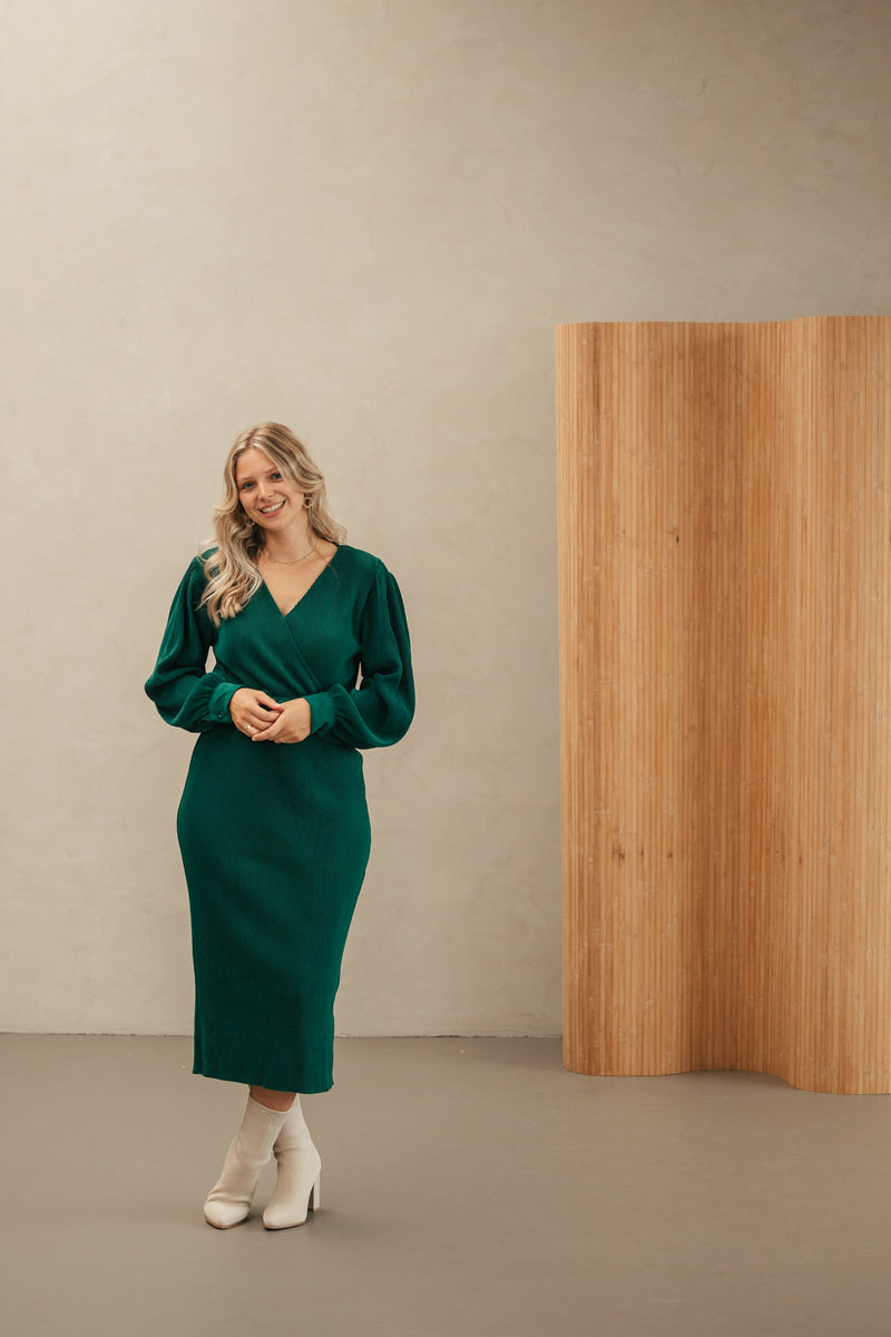 Luvina plisse dress green - Bij Keesje