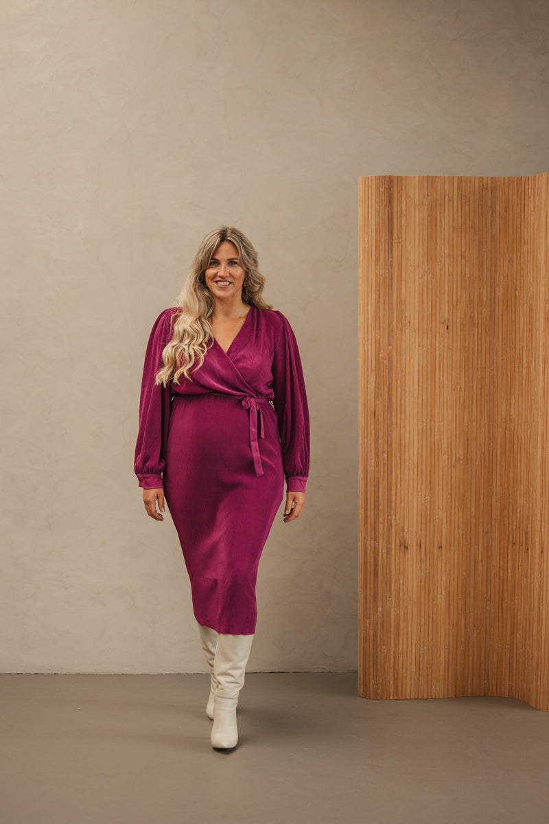 Luvina plisse dress magenta - Bij Keesje