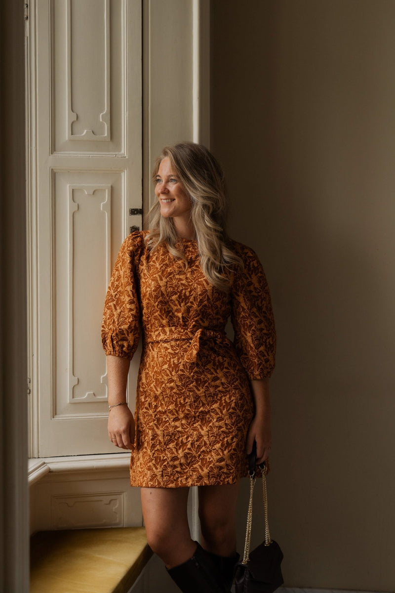 Madeleine jacquard dress brique - Bij Keesje - Bij Keesje The Label