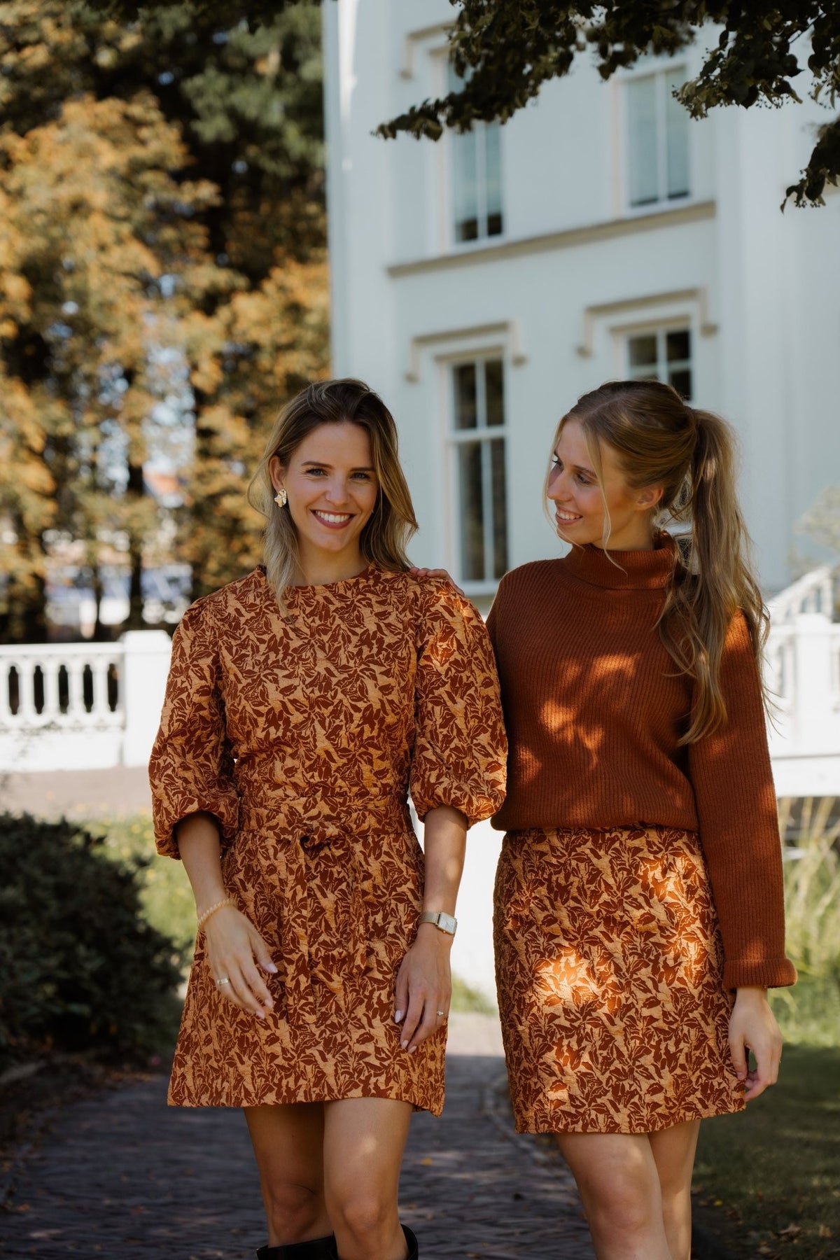 Madeleine jacquard dress brique - Bij Keesje - Bij Keesje The Label