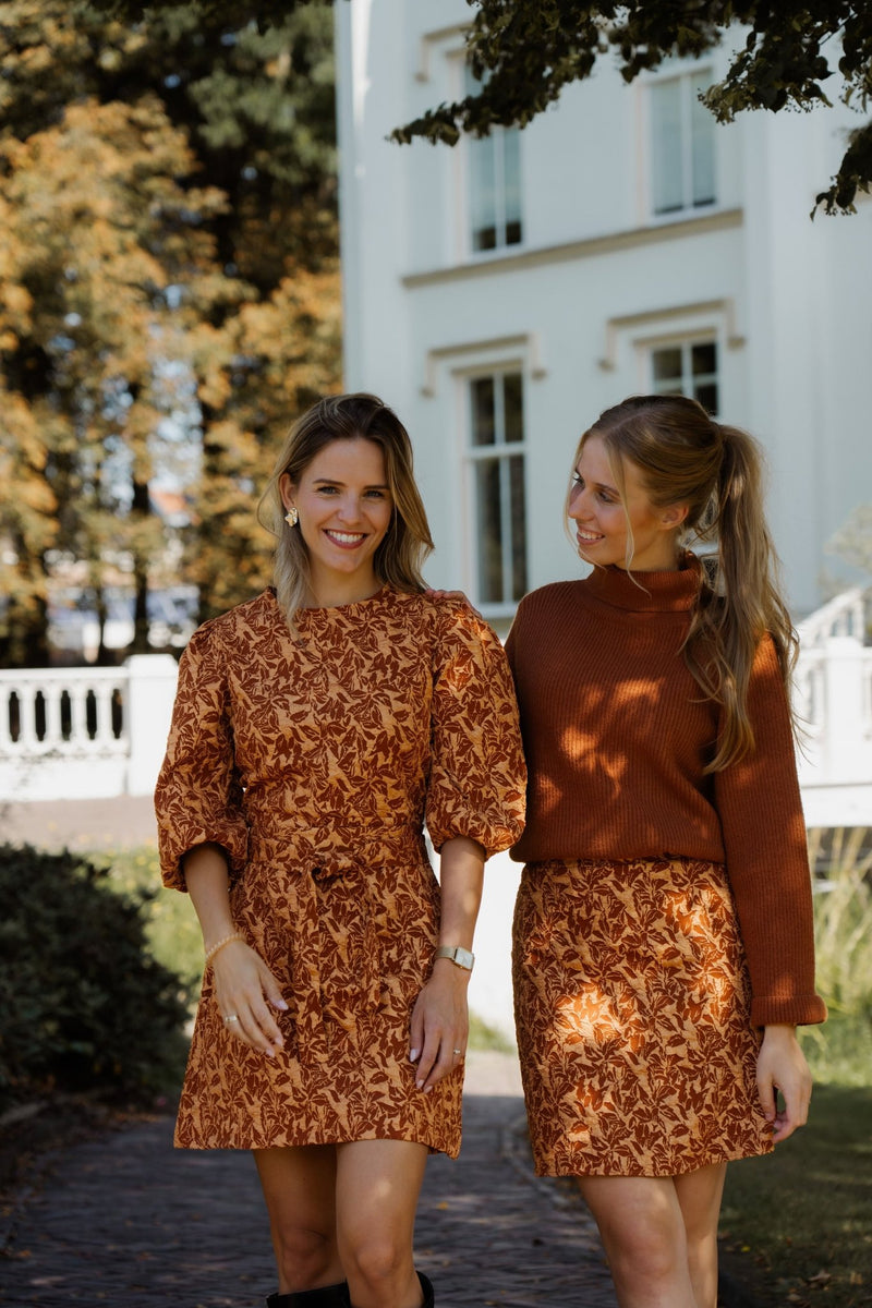 Madeleine jacquard dress brique - Bij Keesje - Bij Keesje The Label