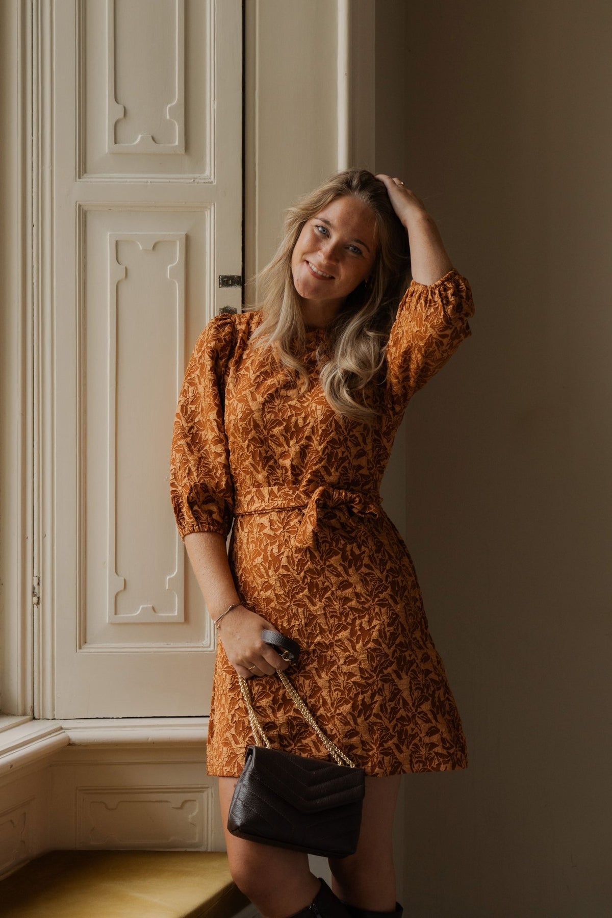 Madeleine jacquard dress brique - Bij Keesje - Bij Keesje The Label