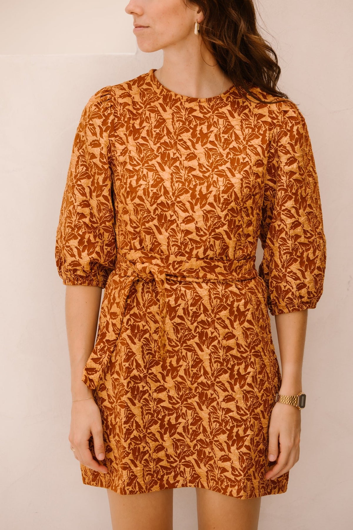 Madeleine jacquard dress brique - Bij Keesje - Bij Keesje The Label