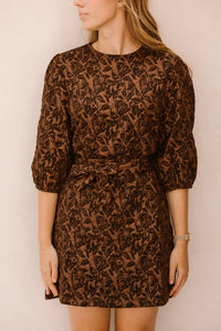 Madeleine jacquard dress brown - Bij Keesje - Bij Keesje The Label
