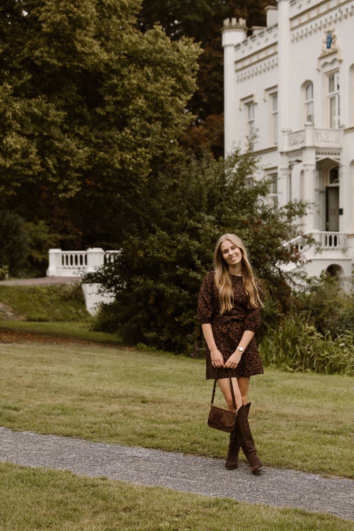 Madeleine jacquard dress brown - Bij Keesje - Bij Keesje The Label