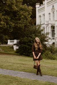 Madeleine jacquard dress brown - Bij Keesje - Bij Keesje The Label