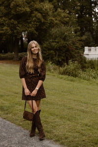 Madeleine jacquard dress brown - Bij Keesje - Bij Keesje The Label