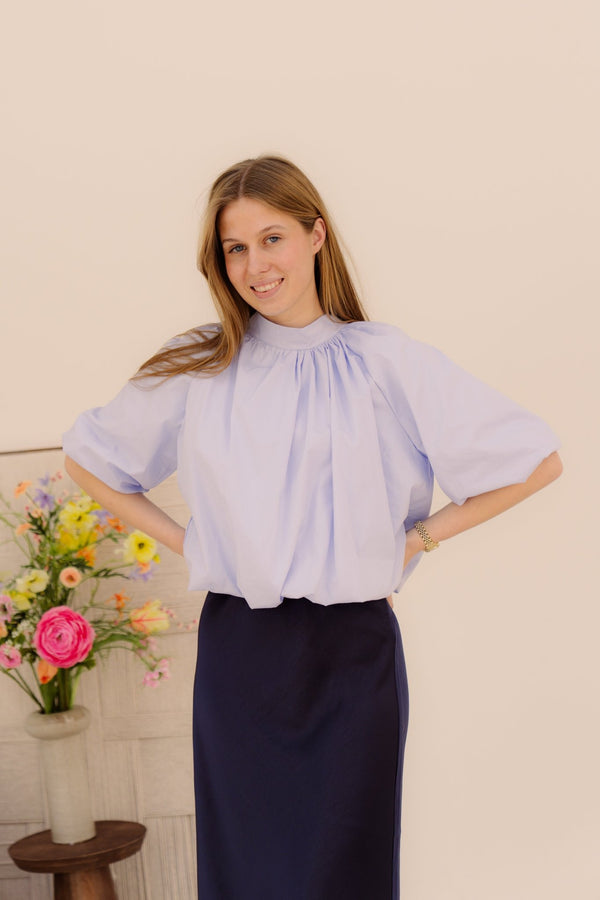Madelin Blouse Bow Blue - Bij Keesje - Bij Keesje - Blouse