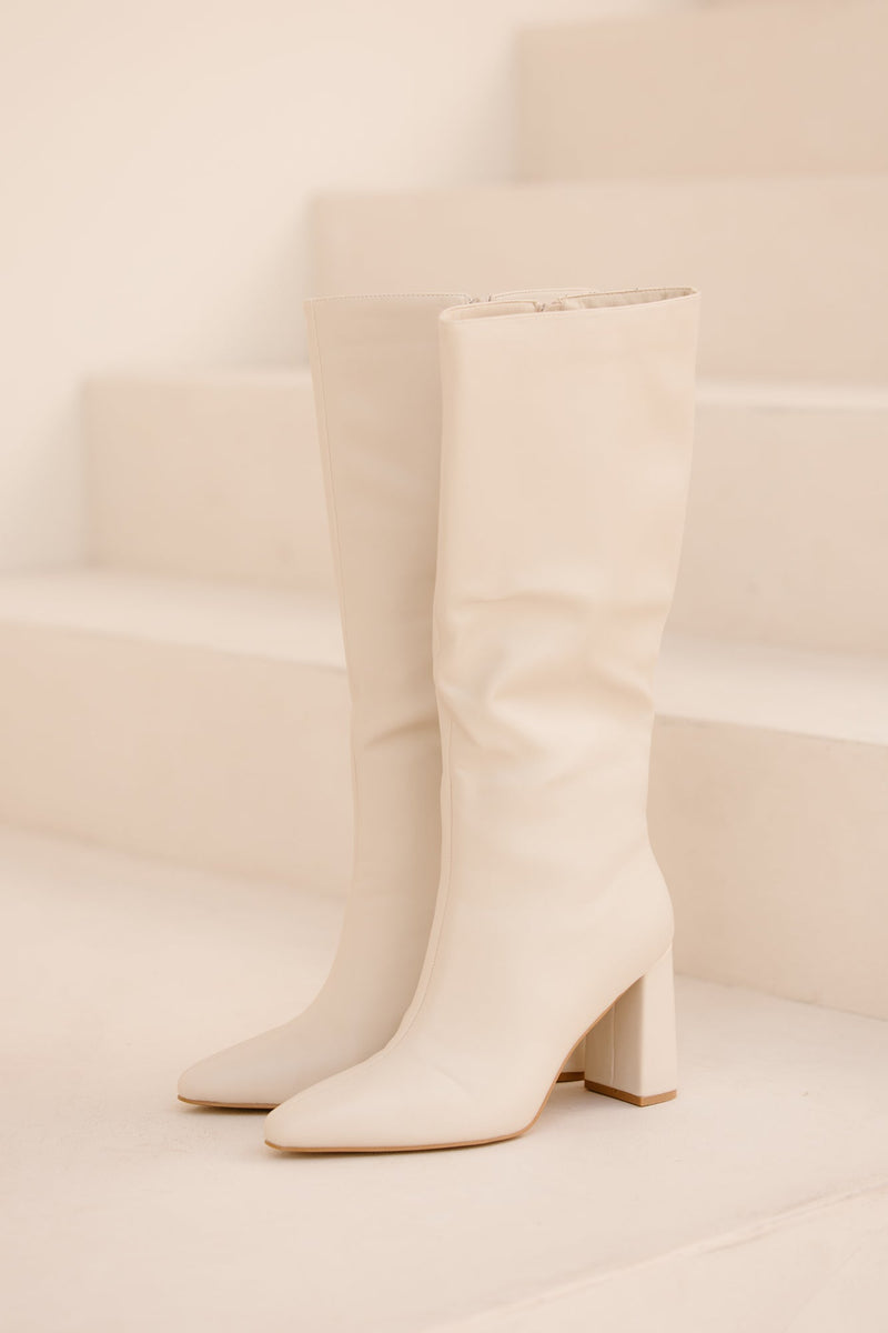 Madrid heel boot off white - Bij Keesje - Bij Keesje