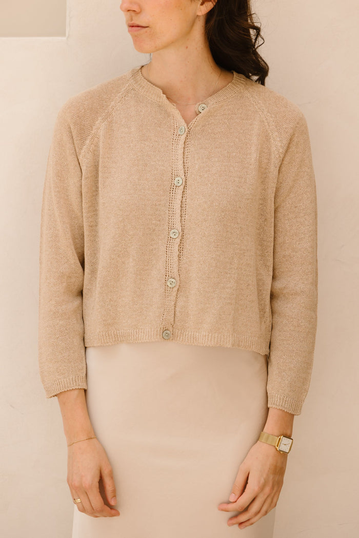 Malou cardigan cotton zand - Bij Keesje - Bij Keesje
