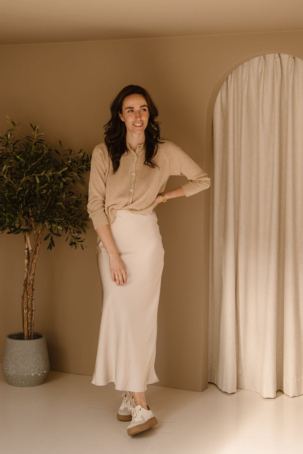 Malou cardigan cotton zand - Bij Keesje - Bij Keesje