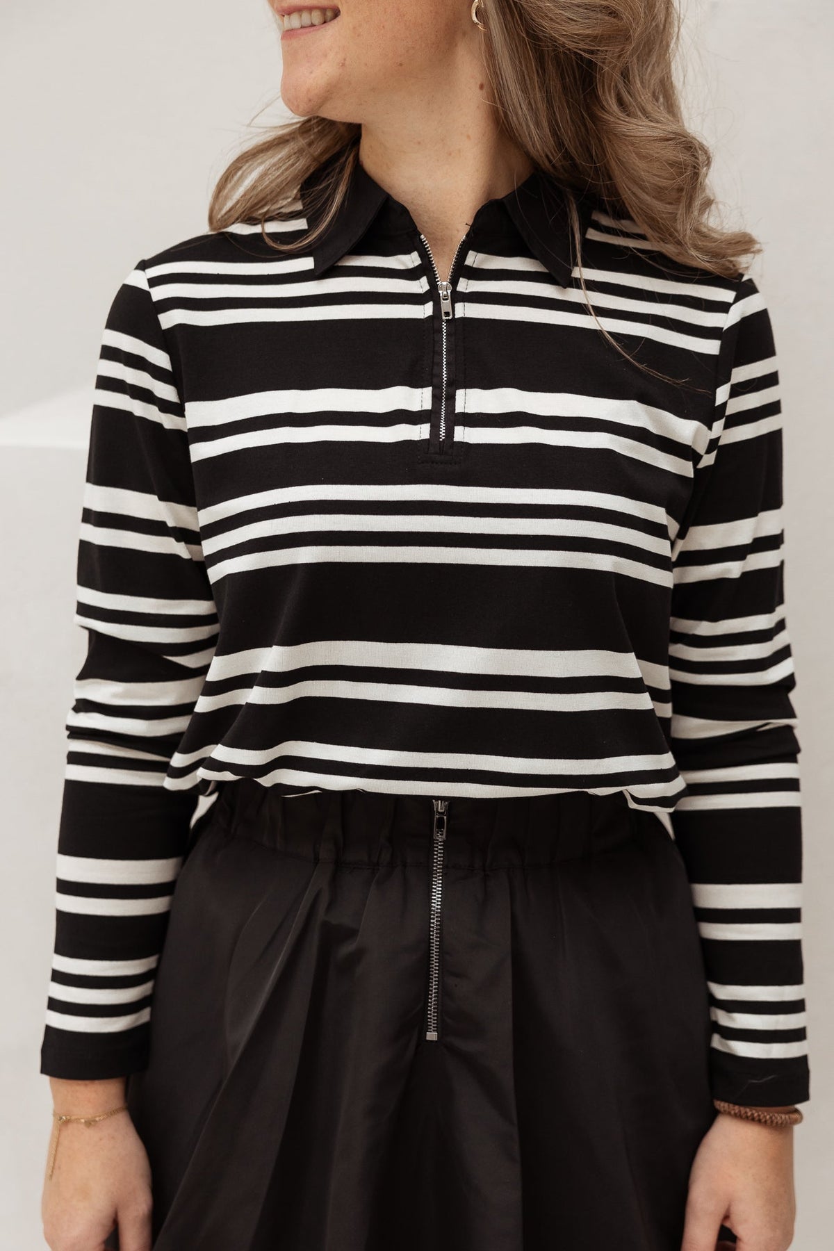 MalucaCC stripe polo blouse black - Bij Keesje - Co'couture