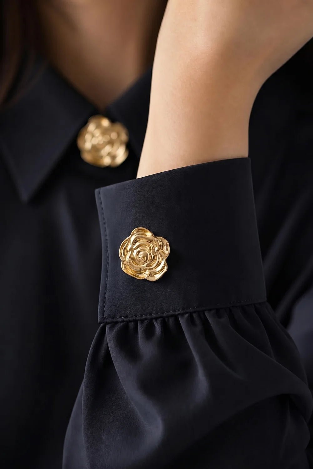 Manchetknopen bloem goud - Bij Keesje - Bij Keesje - accessoires