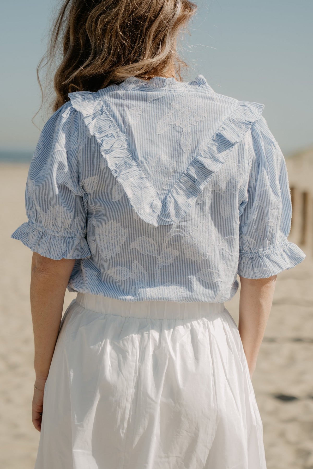 Manet jacquard blouse blouse light blue - Bij Keesje - Neo Noir - Blouse