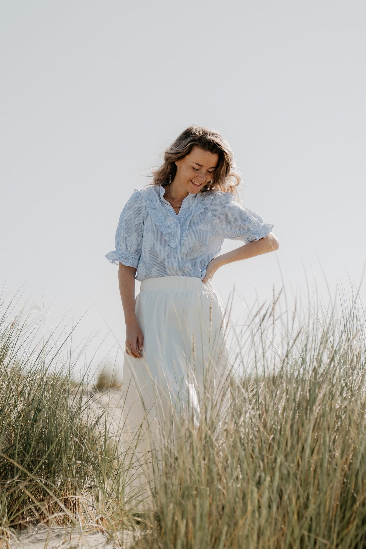 Manet jacquard blouse blouse light blue - Bij Keesje - Neo Noir - Blouse