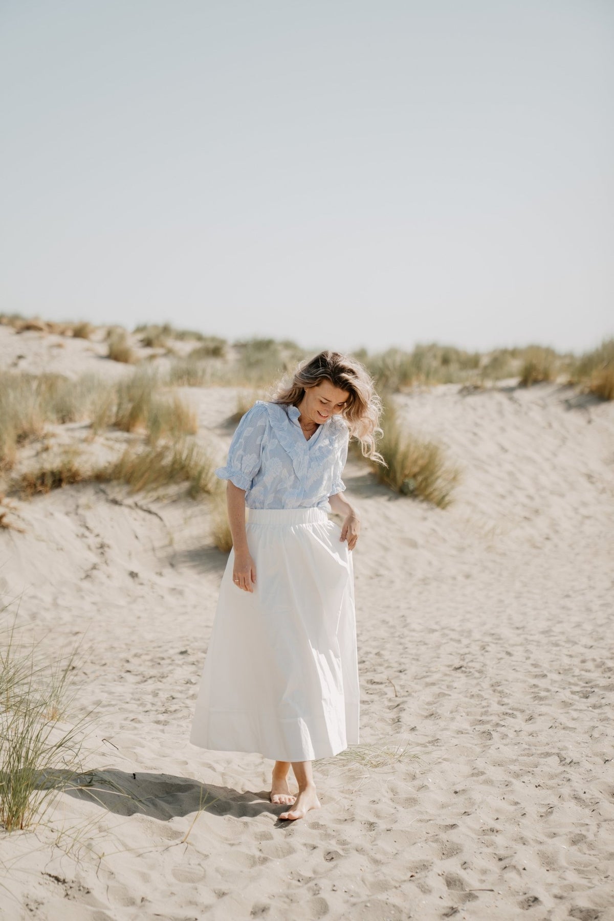 Manet jacquard blouse blouse light blue - Bij Keesje - Neo Noir - Blouse