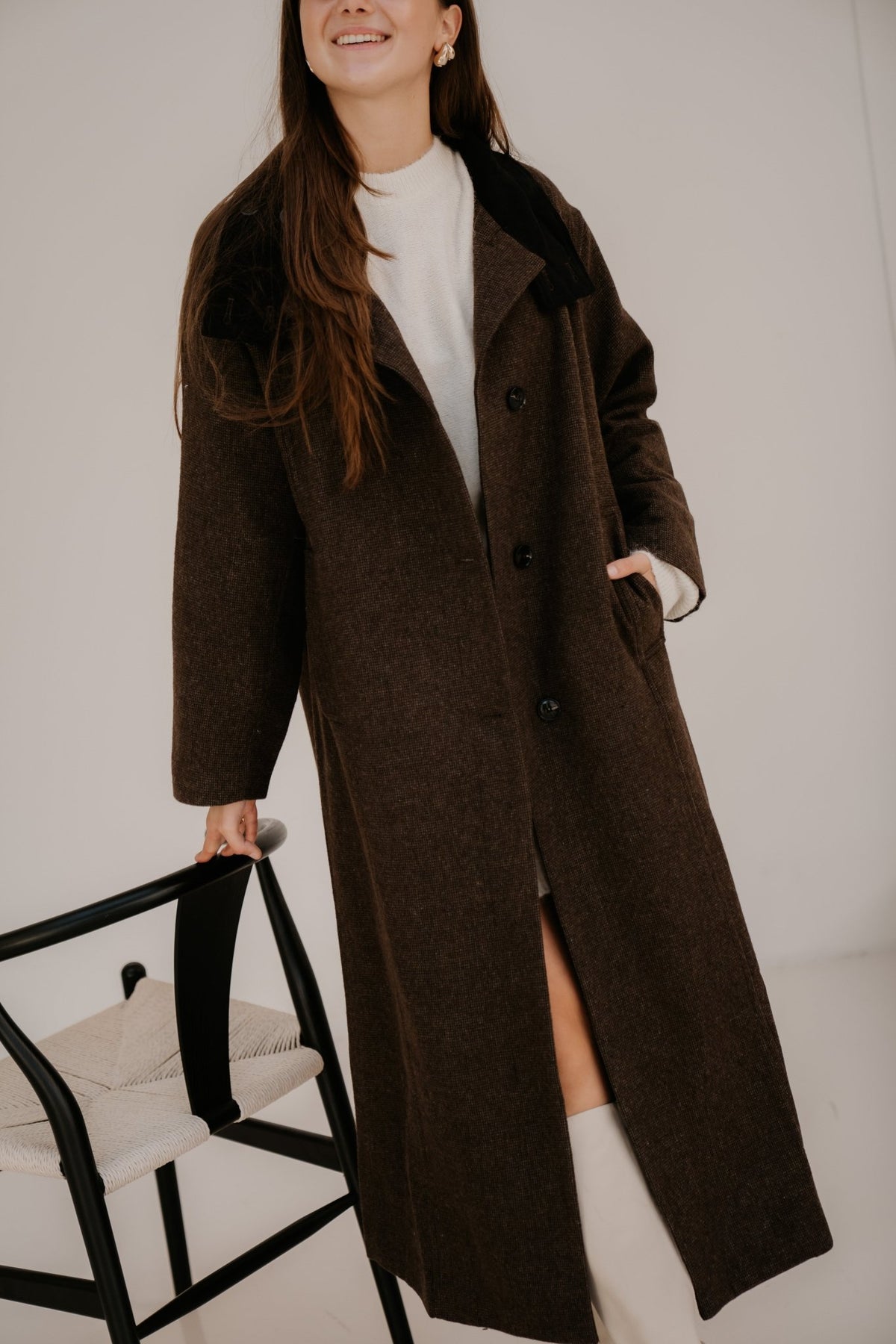 Marcel Mini Check Coat Brown - Bij Keesje - Neo Noir - Jas
