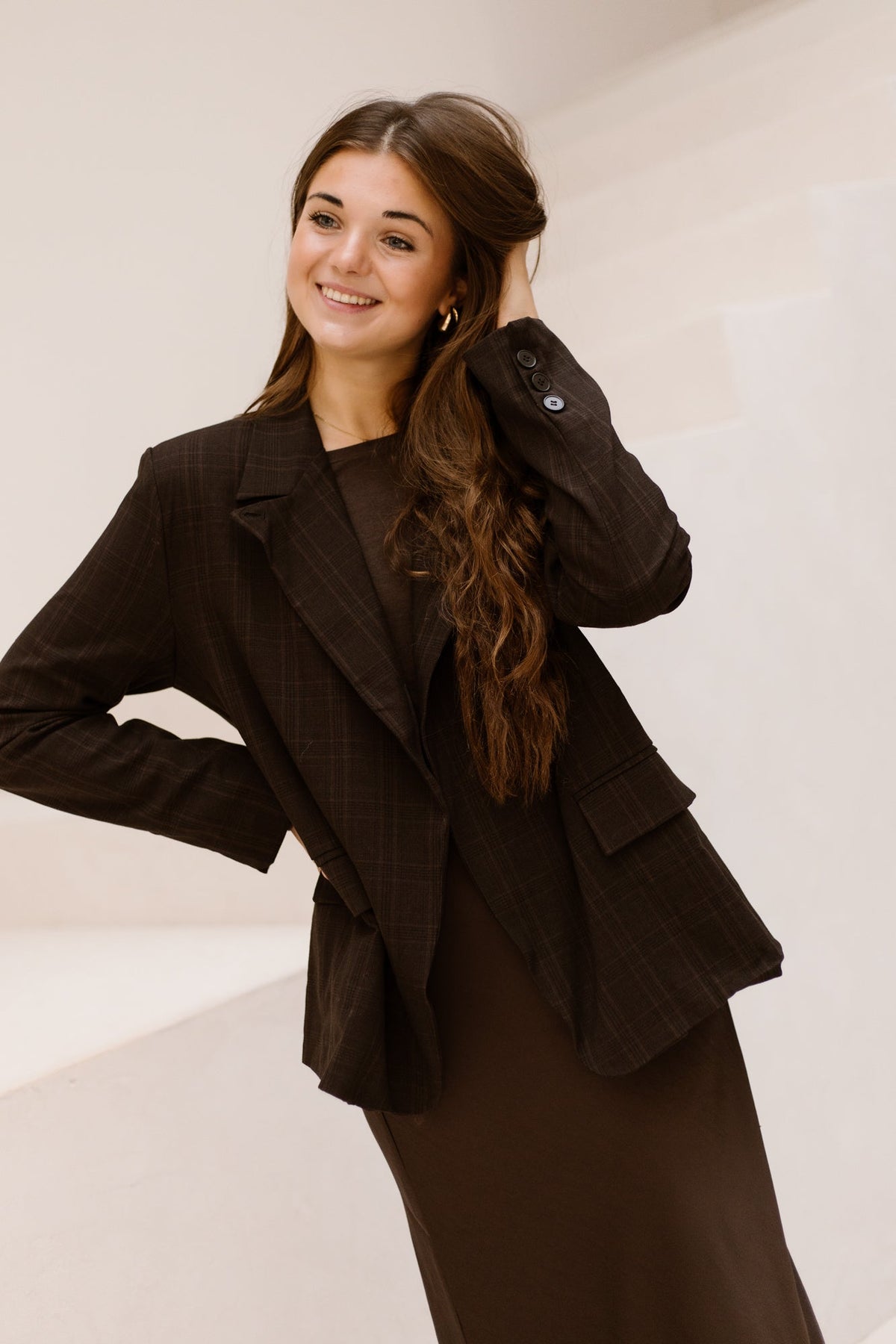 Maria dark check blazer - Bij Keesje - Bij Keesje - Blazer
