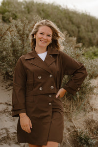 Marianne trenchcoat jasje donkerbruin - Bij Keesje - Bij Keesje The Label
