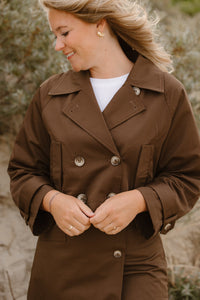 Marianne trenchcoat jasje donkerbruin - Bij Keesje - Bij Keesje The Label
