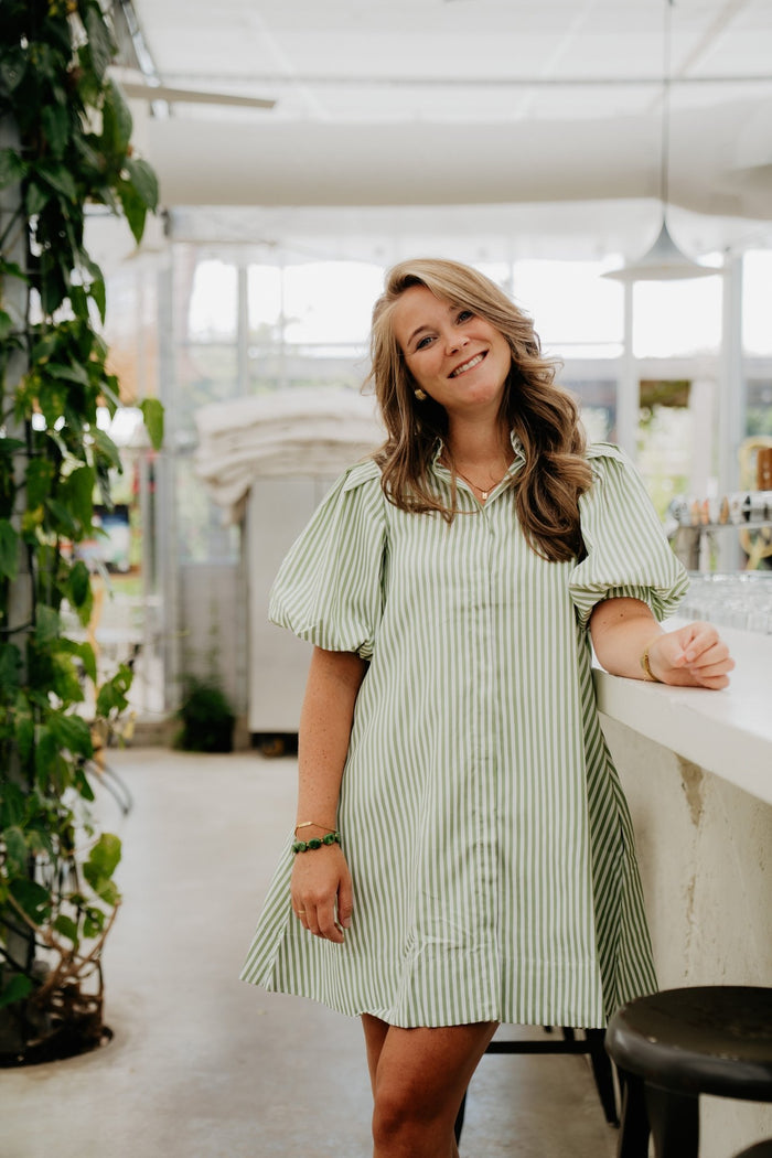 Marie Dress Stripe Green - Bij Keesje - Bij Keesje The Label - Jurk