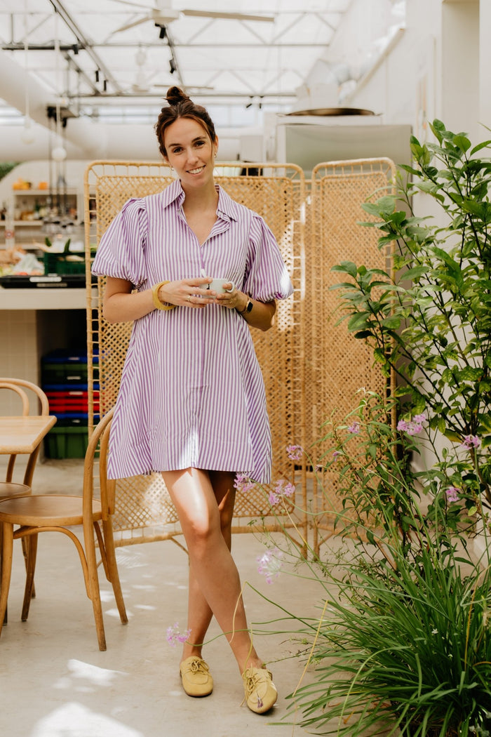 Marie Dress Stripe Purple - Bij Keesje - Bij Keesje The Label - Jurk