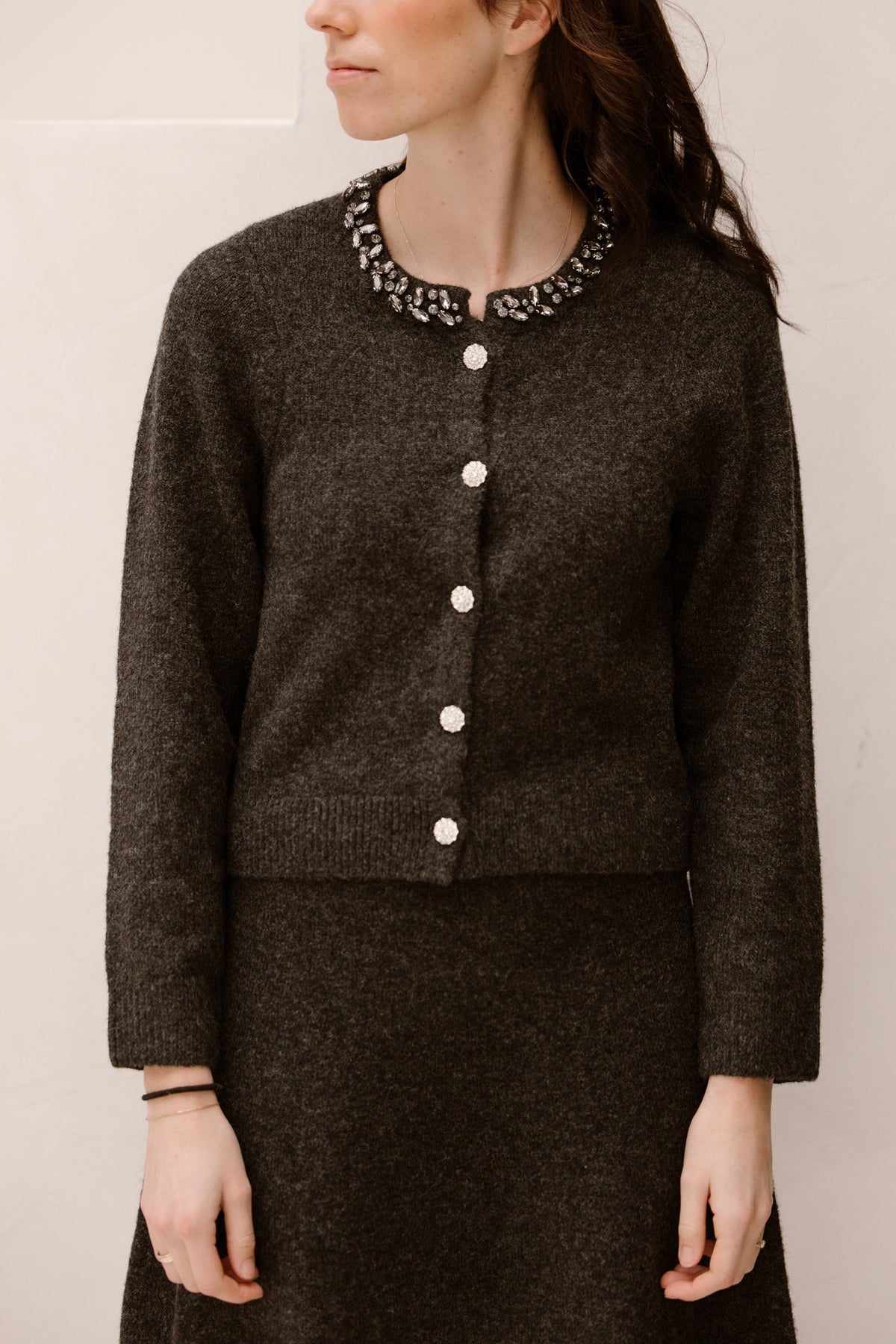 Marie Stone Knit Cardigan Antracit - Bij Keesje - Neo Noir