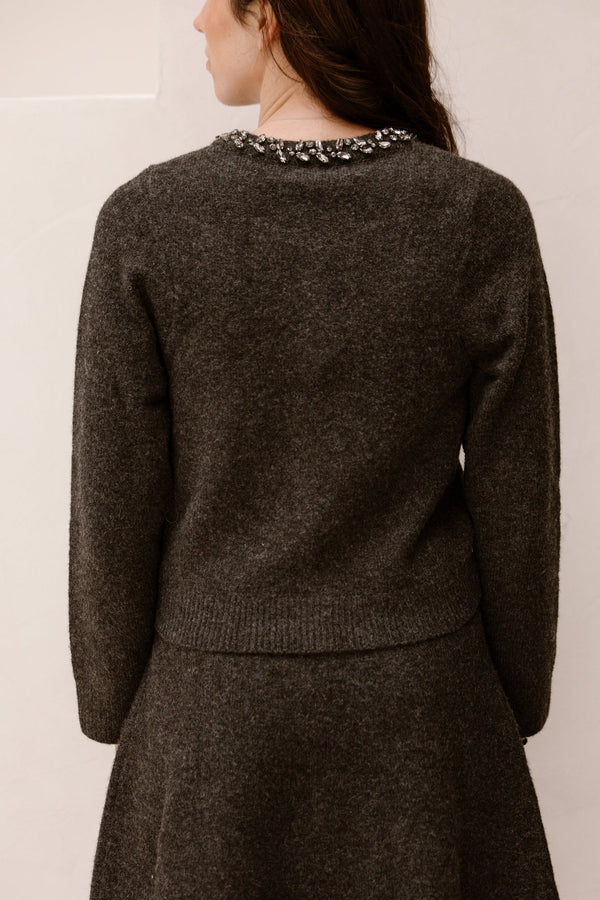 Marie Stone Knit Cardigan Antracit - Bij Keesje - Neo Noir