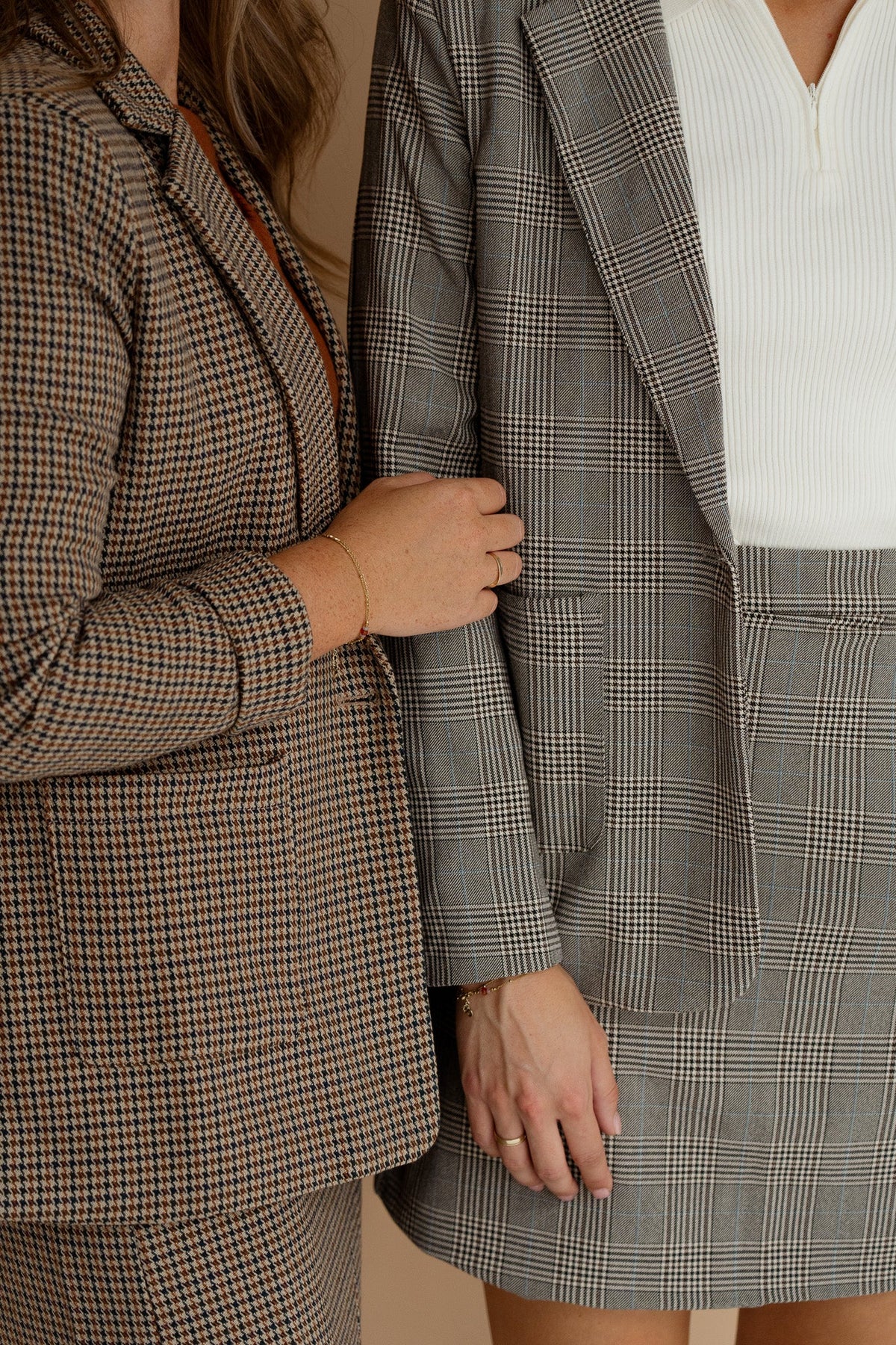 Marije ruit blazer brique/taupe - Bij Keesje