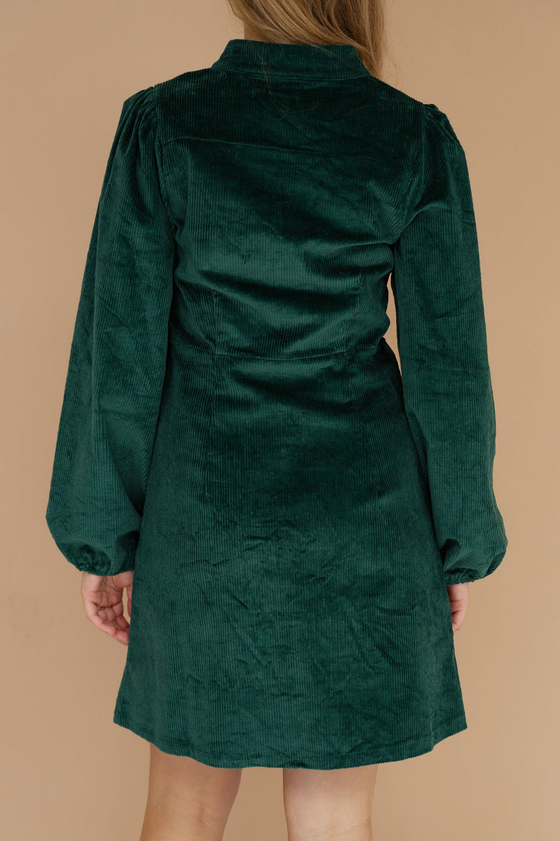 Marit rib col dress green - Bij Keesje