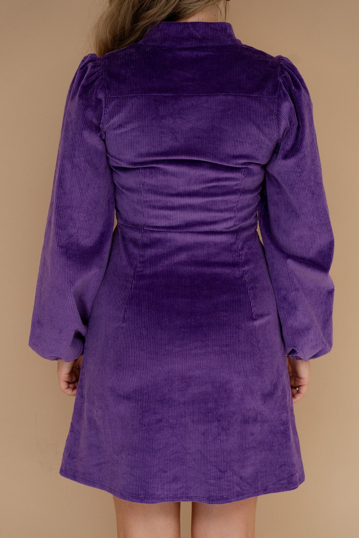 Marit rib col dress purple - Bij Keesje